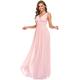 Ever-Pretty Women's Elegant V Neck Summer Chiffon Long Maxi Bridesmaid Dresses Pink 10 UK