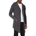 Urban Classics Men's Hooded Edge Long Frayed Sleeve Sweatshirt with Hoodie, Open Front Cardigan, Charcoal, XXL