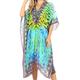 Sakkas SS1645 KF2503402A- Kristy Long Tall Lightweight Caftan Dress/Cover Up with V-Neck Jewels - Green Multi - OS