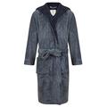 John Christian Men's Warm Hooded Fleece Dressing Gown – Navy Marl (XX-Large)