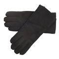 Lambland Ladies Long Fold Over Genuine Sheepskin Gloves in Black Size Medium