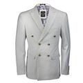 Mens Classic Fitted Double Breasted Blazer Gold Buttons Vintage Jacket,White,Chest UK 40 EU 50