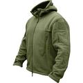 TACVASEN Windproof Men's Military Fleece Combat Jacket Tactical Hoodies, Green, XXL