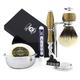 Haryali London 6Pc Mens Shaving Kit 3 Edge Razor, Silver Tip Badger Hair Brush, Bowl, Stand, Soap and Alum Perfect Set For Men