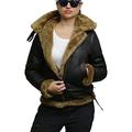 Brandslock Womens Genuine Shearling Sheepskin Leather Jacket Hooded (Brown, l)