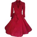 Vintage 40's 50's Style Rockabilly/Swing/Pin up Cotton Wrap Evening Party Cocktail Dress Sizes 4-28 ***UK Seller-Same Day Dispatch for Orders Placed Before 3pm***Large (8, RED)