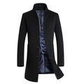 Vogstyle Men's Casual Slim Fit Woolen Coat Trenchcoats M Thin Black