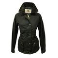 Regents View Ladies Premium Wax Jacket with Detachable Hood. 100% Wax Cotton. Made in The UK Olive
