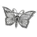 Butterfly Sterling Silver Marcasite & Garnet Brooch - Vintage & Antique Style Brooch Pin/Clip