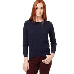 WoolOvers Ladies Cashmere Blend Crew Neck Jumper Navy, M