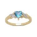 The Blue Topaz Ring Collection: 9ct Gold Small Heart Shaped Swiss Blue Topaz & Diamond Engagement Ring (Size Q)