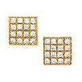 14ct Yellow Gold CZ Cubic Zirconia Simulated Diamond Medium Multistone Square Fancy Post Earrings Measures 8x8mm Jewelry Gifts for Women