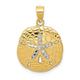 14ct Two Tone Solid Textured back Gold Polished Sparkle Cut Sand Dollar Pendant Necklace Measures 24x17mm Jewelry Gifts for Women