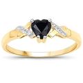 The Sapphire Ring Collection: 9ct Gold Heart Shaped Sapphire with Diamond Set Shoulders Engagement Ring, Valentines Day (Size O)