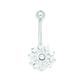14ct White Gold CZ Cubic Zirconia Simulated Diamond 14 Gauge Dangling Flower Body Jewelry Belly Ring Measures 28x13mm Jewelry Gifts for Women