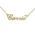 9ct Yellow Gold Plated on Argentium Sterling Silver Carrie Style (Sex & The City) With Curl Personalised Name Necklace With 16" (41cm) Trace Chain - ANY NAME MADE to 10 Letters