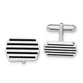 925 Sterling Silver Polished Black 5 Stripe Enamel Cuff Link Jewelry Gifts for Men