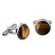 Franki Baker Brown Natural Tiger's Eye Gemstone & 925 Sterling Silver Cufflinks