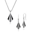 Gemondo Sterling Silver Art Deco Black & White Enamel & Marcasite Drop Earring & 45cm Necklace Set