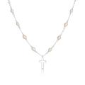 Molly Brown London Sterling Silver Rosary Style Freshwater Pearl Cross Communion Cross Necklace. Ideal for Christening, Holy Communion Gifts for Girls, Flower Girl and Bridesmaids Gifts