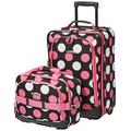 Rockland Fashion Softside Upright Luggage Set, Multi/Pink Dot, 2-Piece Set (14/19), Fashion Softside Upright Luggage Set