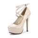 OCHENTA Women's Ankle Strap Platform Pump Party Dress High Heel (Beige Sole) PU Beige Tag Size 45 - UK 9.5