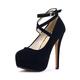 OCHENTA Women's Ankle Strap Platform Pump Party Dress High Heel (Beige Sole) Black Tag Size 42 - UK 7.5 (260 mm)