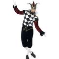 Mens Gothic Harlequin Court Jester Clown Medieval Carnival Halloween Fancy Dress Costume Outfit M-L (Medium)