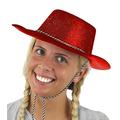 LARGE RED GLITTER COWBOY HAT FANCY DRESS ACCESSORY ST GEORGES DAY SAINT HEN NIGHTS & STAG NIGHTS (PACK OF 24)