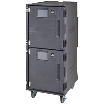 Cambro Hot Box | PCUCH615 Pro Cart Ultra® Charcoal Gray Electric 2 Compartment Pan Carrier, Cold Top and Hot Bottom Compartments - 110V