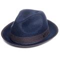 DASMARCA Summer Navy Crushable & Packable Straw Fedora Hat - Florence - S