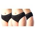 Chaffree Womens Anti Chafing Full Waist Briefs, Plus Size Ladies High Waist Full Brief Underwear Panties, Sweat Control, Stretchy Seamless Pants, 3 Pack, Black, ML, UK 12-14