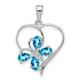 925 Sterling Silver Polished Prong set Open back SW Blue Topaz and Diamond Butterfly Angel Wings Love Heart Pendant Necklace Measures 25x18mm Wide Jewelry Gifts for Women