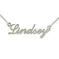 Solid 9ct White Gold Carrie Style (Sex & The City) Personalised Name Necklace With 16" (41cm) Trace Chain In Presentation Gift Box - ANY NAME MADE (See Description)