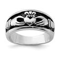 925 Sterling Silver Solid Polished and Rhodium Irish Claddagh Celtic Trinity Knot Ring Size P 1/2 Jewelry Gifts for Women