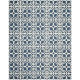 Blue/Navy 30 x 0.5 in Area Rug - Bungalow Rose Geometric Handmade Tufted Wool Navy Blue/Ivory Area Rug Wool | 30 W x 0.5 D in | Wayfair