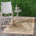 SAFAVIEH Zeitgenössische Teppich für Drinnen & Draussen - Courtyard Collection, Kurzer Flor, Beige und Beige, 122 X 170 cm