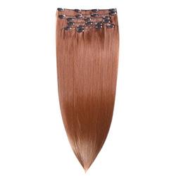 hair2heart Clip in Extensions - 60cm Länge - 130g Haargewicht - glatt - Haarteil, optisch wie Echthaar - 8 hellbraun