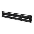 DIGITUS Patchpanel - 19-Zoll - Cat-5e - 48-Port RJ45 - Ungeschirmt - LSA Patch-Feld - Rack-Montage 2HE - Schwarz