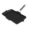 Staub 40509-343-0 Grillpfanne rechteckig mit Silikongriff 34 x 21 cm, induktionsgeeignet, mit mattschwarzer Emaillierung im Inneren der Pfanne, schwarz