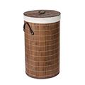 WENKO 17771100 Wäschetruhe Bamboo - mit herausnehmbarem Baumwollwäschesack, 55 Liter, Ø 35 x 60 cm
