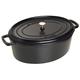 Staub 40509-319-0 Cocotte/Bräter, oval mit Deckel 31 cm, 5,5 L, mit mattschwarzer Emaillierung im Inneren des Topfes, schwarz