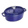 Staub 1103191 Cocotte/Bräter, oval mit Deckel 31 cm, 5,5 L, mit mattschwarzer Emaillierung im Inneren des Topfes, dunkelblau