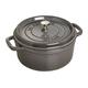 Staub 40510-308-0 Cocotte/Bräter, rund mit Deckel 34 cm, 12,6 L, mit mattschwarzer Emaillierung im Inneren des Topfes, graphitgrau