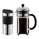 Bodum K11068-01 Set aus Chambord Kaffeebereiter 8 Tassen und Travel Mug Becher, 0,35 l, Edelstahl mit Silikonring, Schwarz