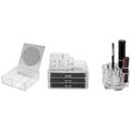Rangement & Cie RAN6609 Kosmetikset, bestehend aus Lippenstifthalter, Dose mit Spiegel und großem Polystyrolkästchen