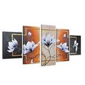 Bilderdepot24 "Magnolie M4 handgemaltes Leinwandbild 150x70cm 5 teilig 611