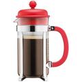 Bodum CAFFETTIERA Kaffeebereiter (French Press System, Permanent Edelstahlfilter, 1,0 liters) rot