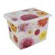 keeeper Aufbewahrungsbox mit Deckel, Blumendekor, 20,5 l, Agneta Pink Flowers, Transparent