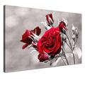 LANA KK - Leinwandbild "Rose Red" mit Blumen auf Echtholz-Keilrahmen – Frühling und Natur Fotoleinwand-Kunstdruck in rot, einteilig & fertig gerahmt in 60x40cm